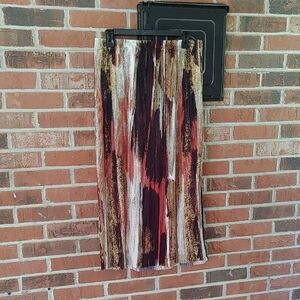 Dkny Red and Black Pleated Pencil Skirt Midi Length Size M (1227)